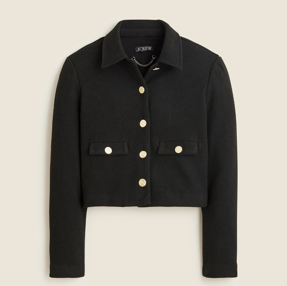 J. Crew Black Cropped Lady Jacket with Gold Buttons Small